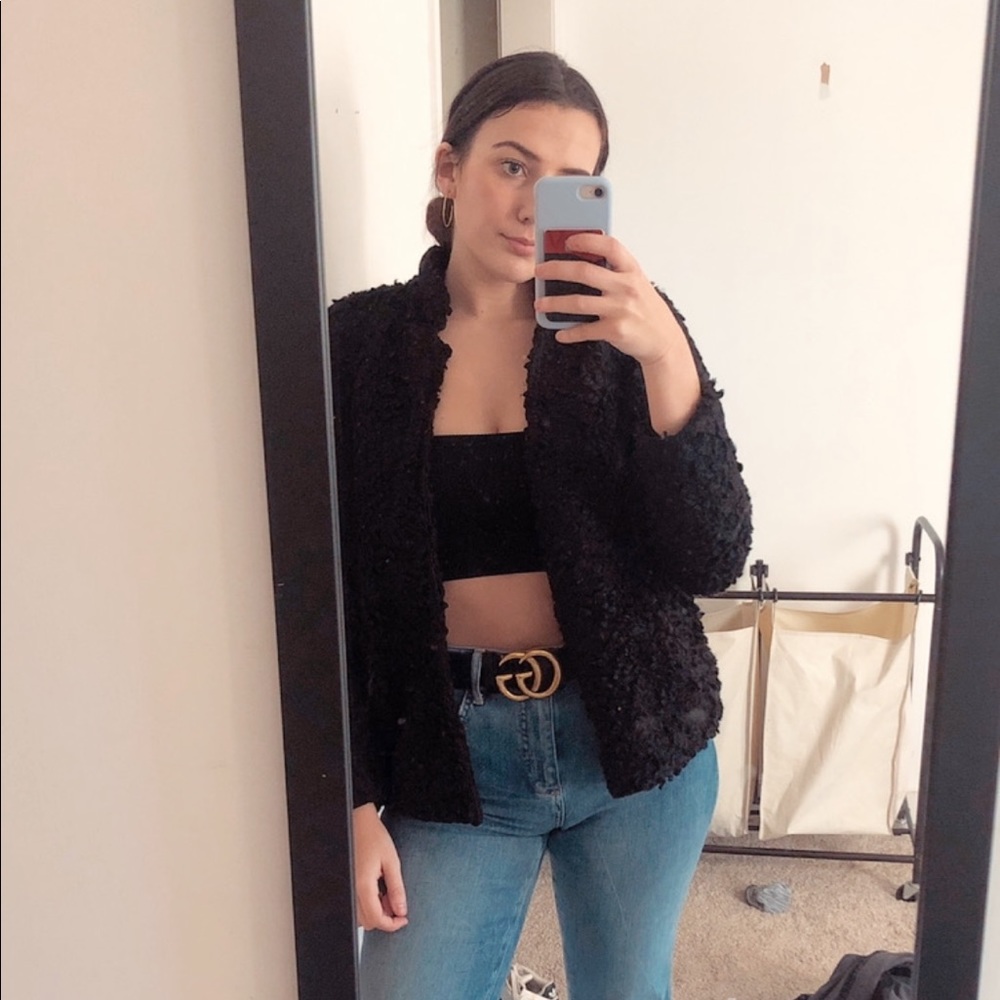 Black Fuzzy Anthropology Jacket